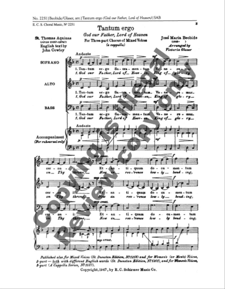 Tantum ergo (God our Father) 3-Part scores gallery preview page 3