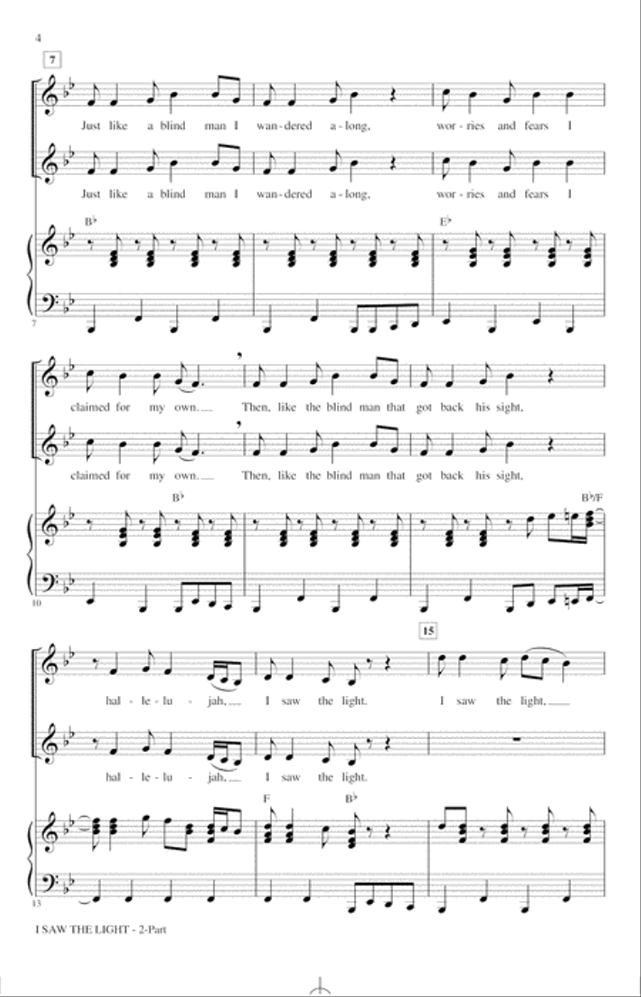 I Saw The Light (arr. Audrey Snyder) 2-Part scores gallery preview page 2