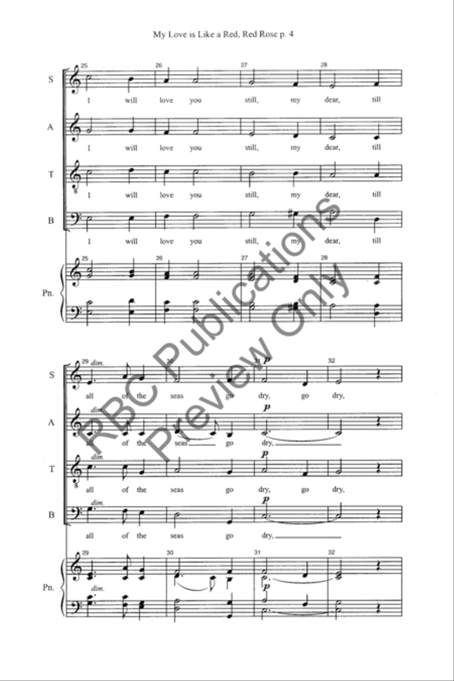 My Love Is Like A Red, Red Rose (SATB) 4-Part scores gallery preview page 6