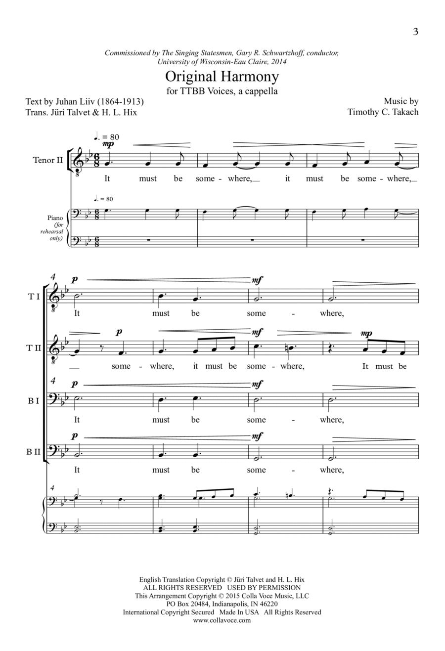 Original Harmony TTBB scores gallery preview page 1