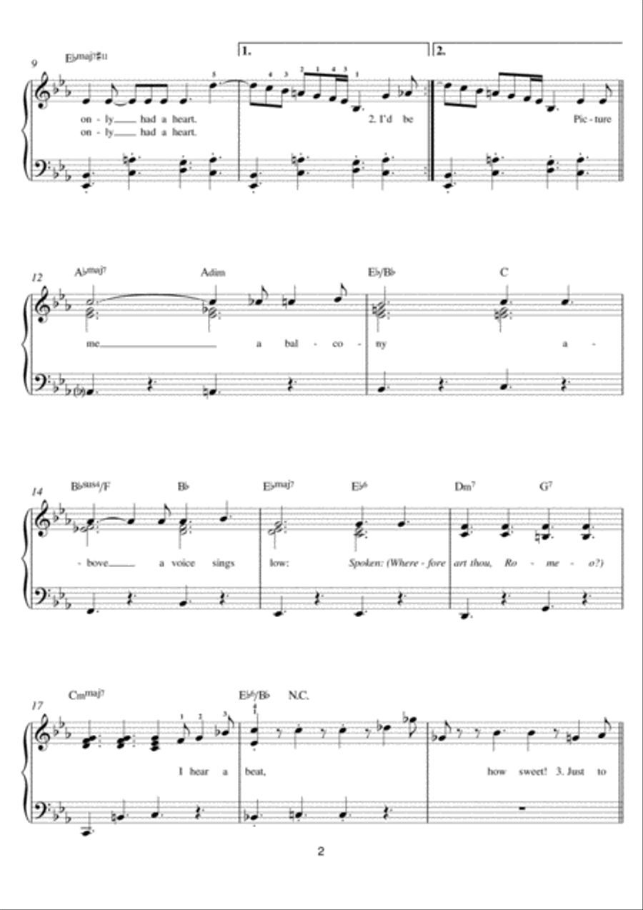 If I Only Had A Heart Easy Piano scores gallery preview page 2