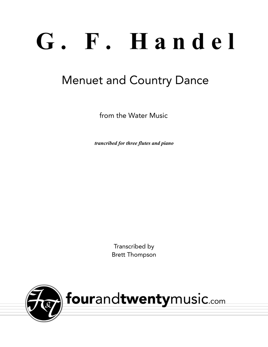 Menuet & Country Dance from the 'Water Music' arranged for three flutes and piano Flute Solo scores gallery preview page 1