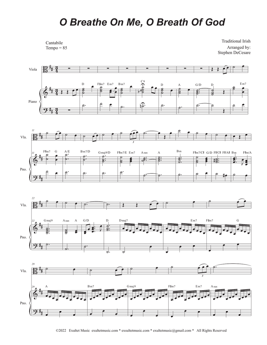 O Breathe On Me, O Breath Of God (Viola solo and Piano) Piano scores gallery preview page 1