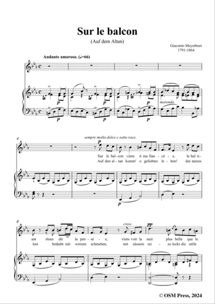 Meyerbeer-Sur le balcon(Auf dem Altan),in E flat Major Voice scores gallery preview page 3