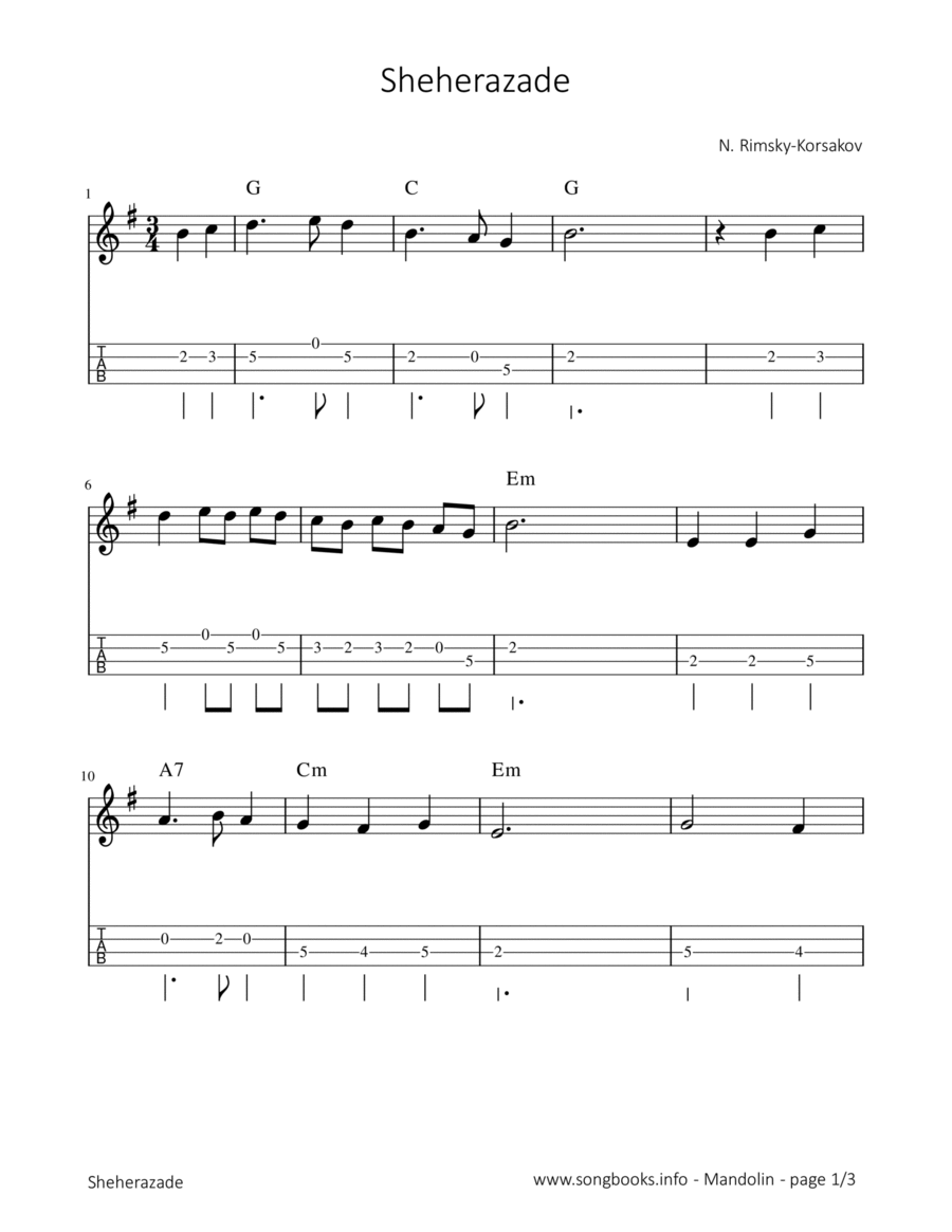 Sheherazade - N. Rimsky-Korsakov Mandolin scores gallery preview page 1
