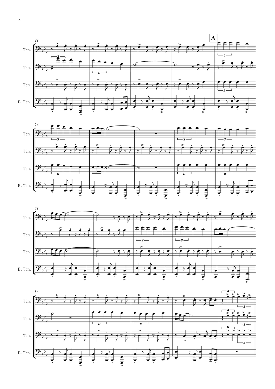 La Paloma - Spanish Habanera - Trombone Quartet Brass Ensemble scores gallery preview page 2