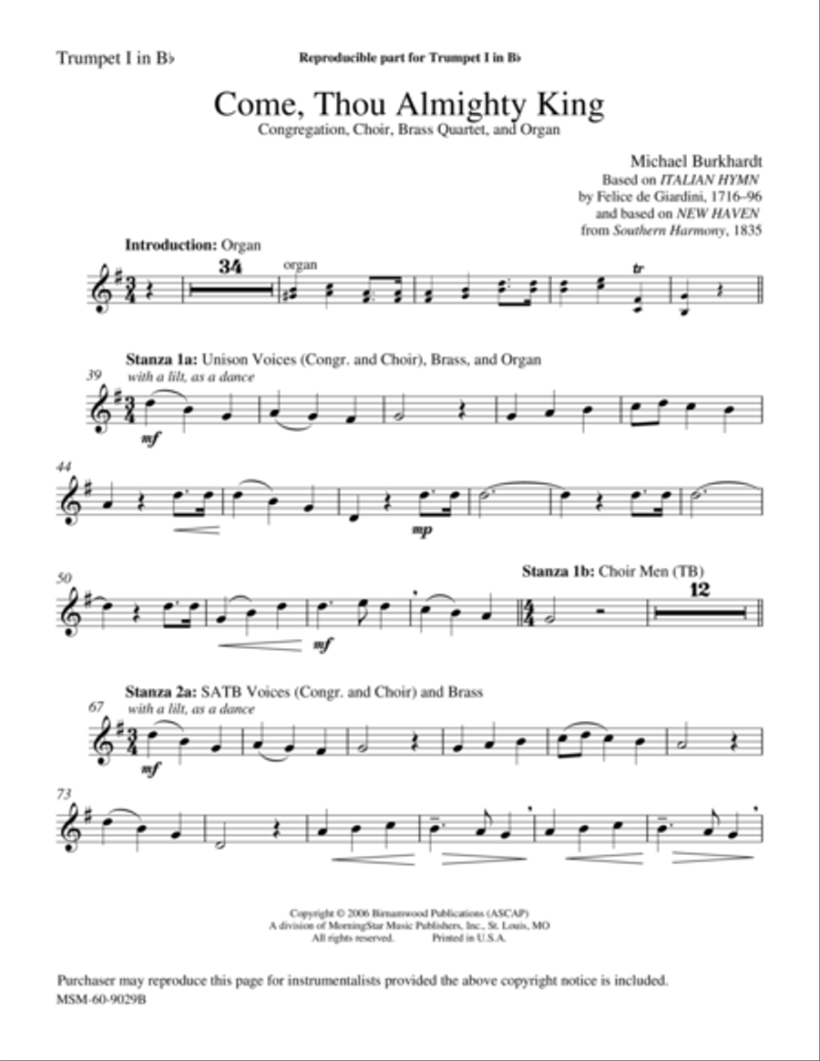 Come, Thou Almighty King Choir scores gallery preview page 1