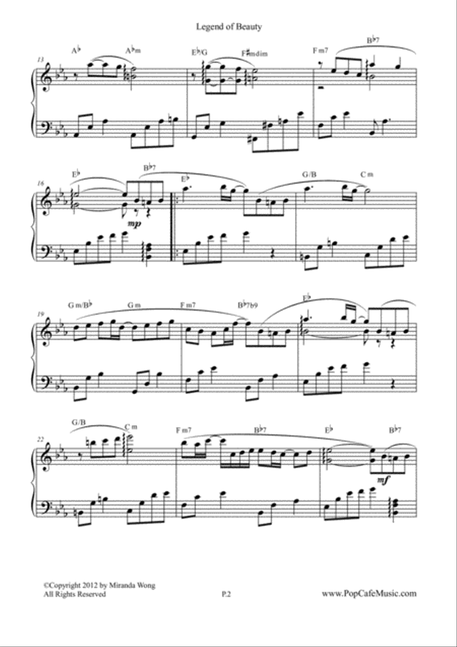 Legend of Beauty - Romantic Piano Music Piano Solo scores gallery preview page 3