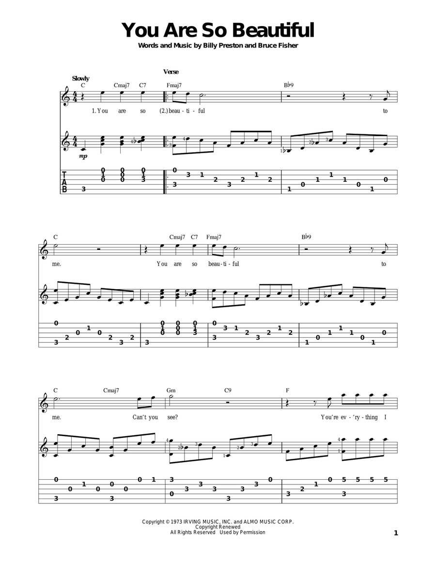 You Are So Beautiful Acoustic Guitar scores gallery preview page 1