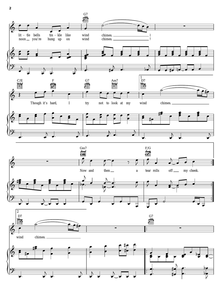 Wind Chimes Piano, Vocal, Guitar scores gallery preview page 2