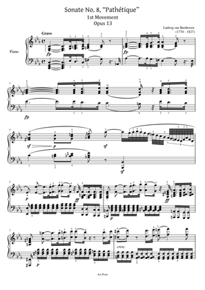 Beethoven - Sonata No.8 in C Minor, Op.13, "Pathétique" 1st.Mov - Original With Fingered