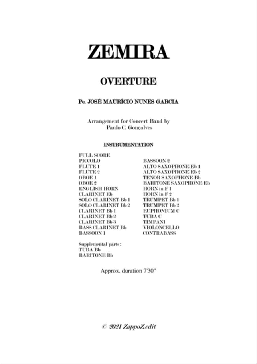 ZEMIRA OVERTURE - JOSÉ MAURÍCIO NUNES GARCIA Concert Band scores gallery preview page 2