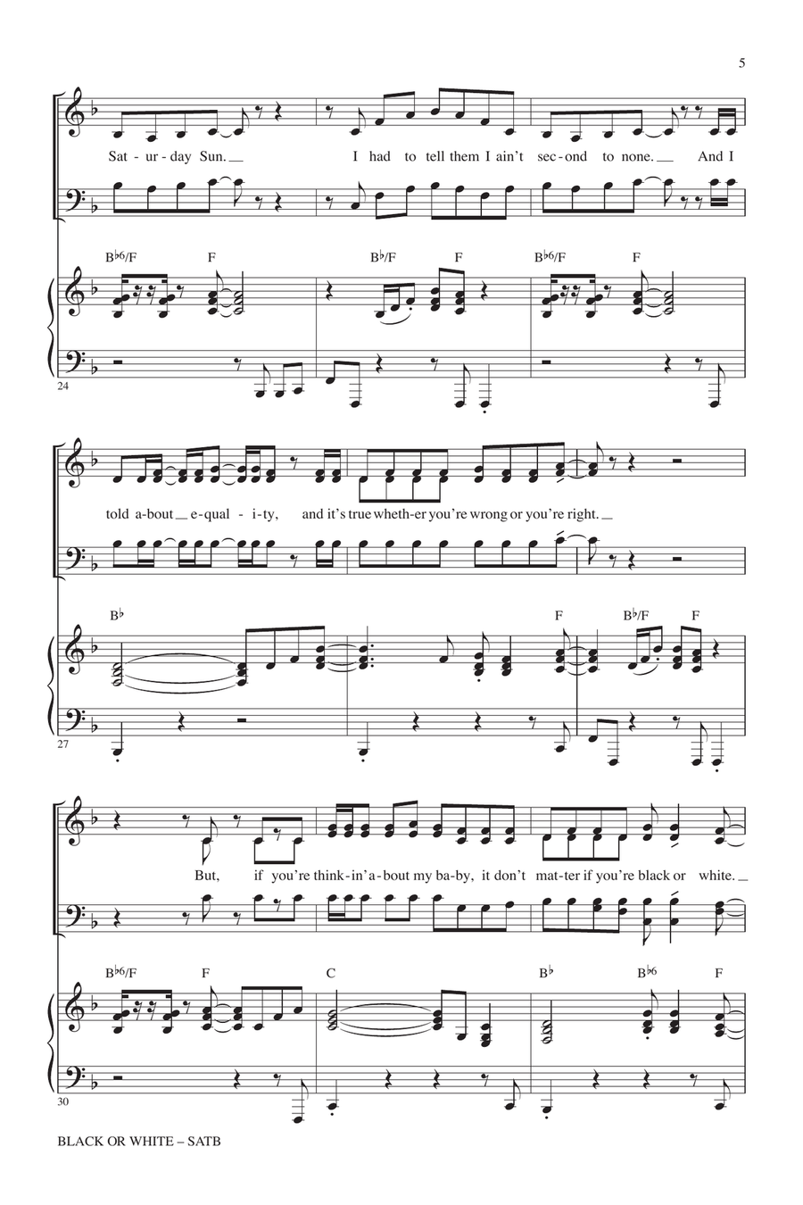Black Or White (arr. Kirby Shaw) 4-Part scores gallery preview page 4