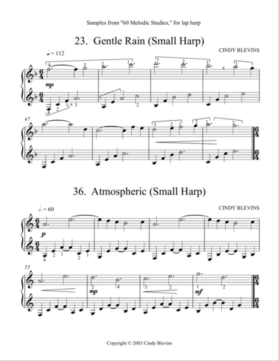 60 Melodic Studies for Lap Harp Lap Harp scores gallery preview page 4