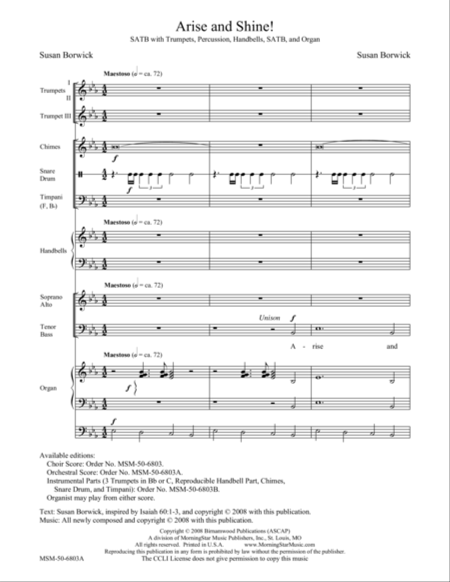 Arise and Shine! Choir scores gallery preview page 1