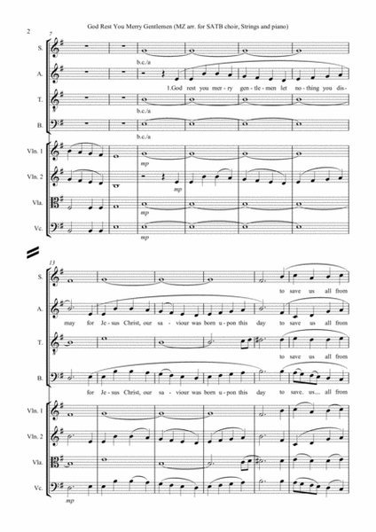 GOD REST YOU MERRY GENTLEMEN, for SATB choir, strings and piano image number null