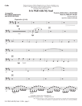 Book cover for It Is Well with My Soul (arr. Heather Sorenson and Jesse Becker) - Cello