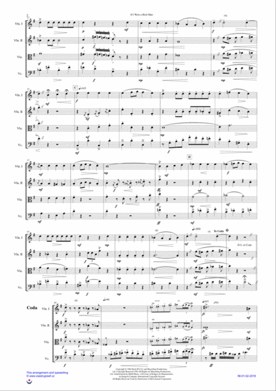 If I Were A Rich Man String Quartet scores gallery preview page 2