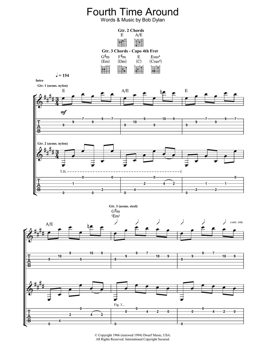 Fourth Time Around Acoustic Guitar scores gallery preview page 1