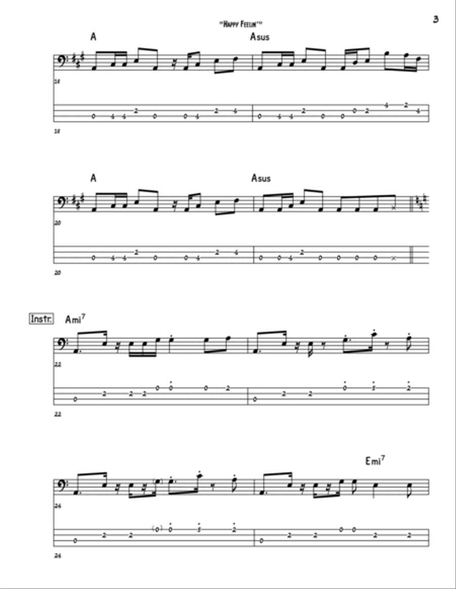 Happy Feeling Bass Guitar scores gallery preview page 3