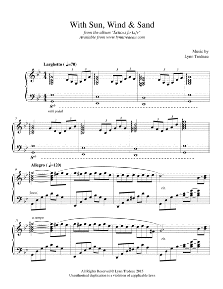 With Sun, Wind & Sand Piano Solo scores gallery preview page 1