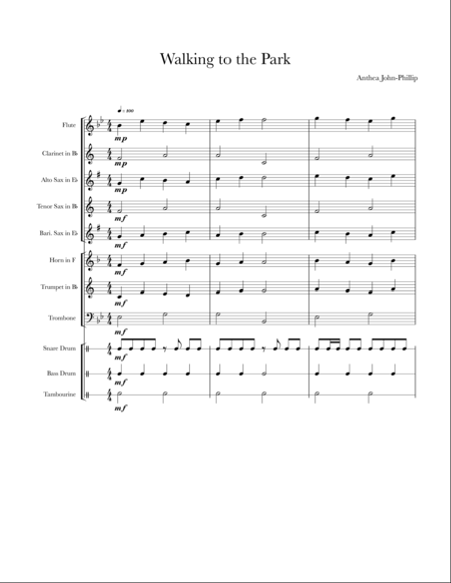Walking to the Park Concert Band scores gallery preview page 1