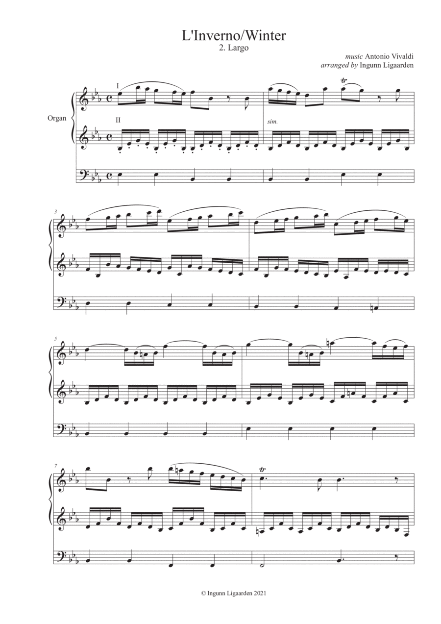 Winter/L'Inverno from The Four Seasons - 2. Largo - for Organ Solo