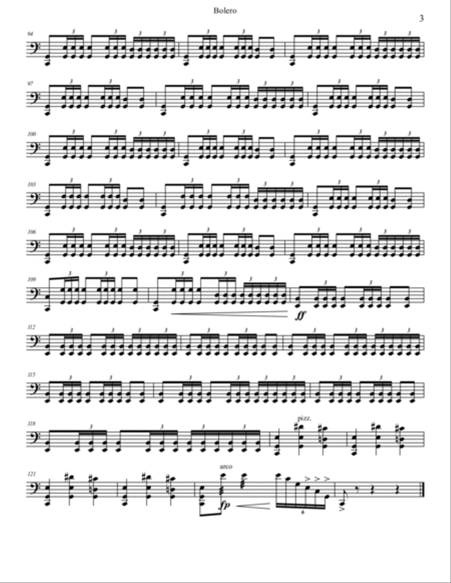 Bolero by Ravel (arranged for String Trio) String Trio scores gallery preview page 6