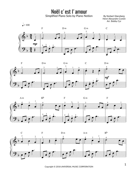 Noël c'est l'amour (Piano Solo)