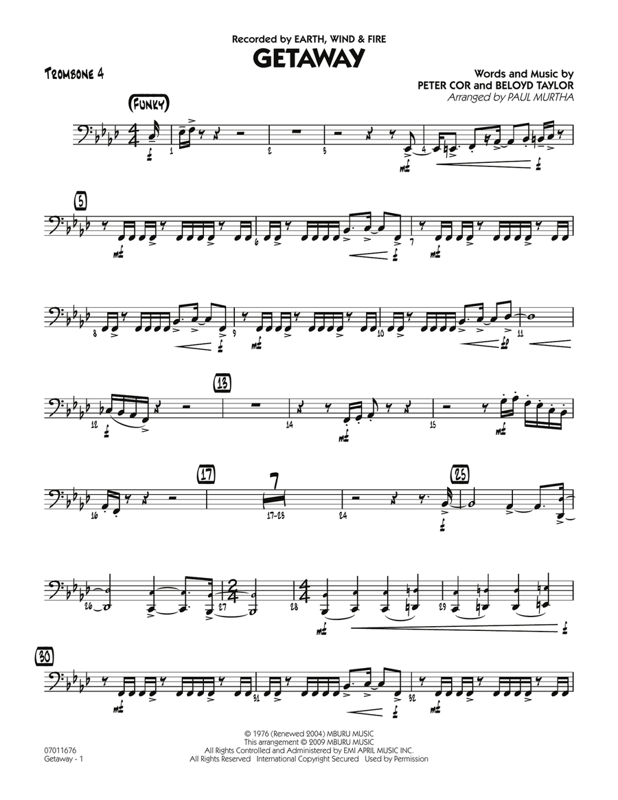 Getaway - Trombone 4 Getaway - Trombone 4 Trombone scores gallery preview page 1