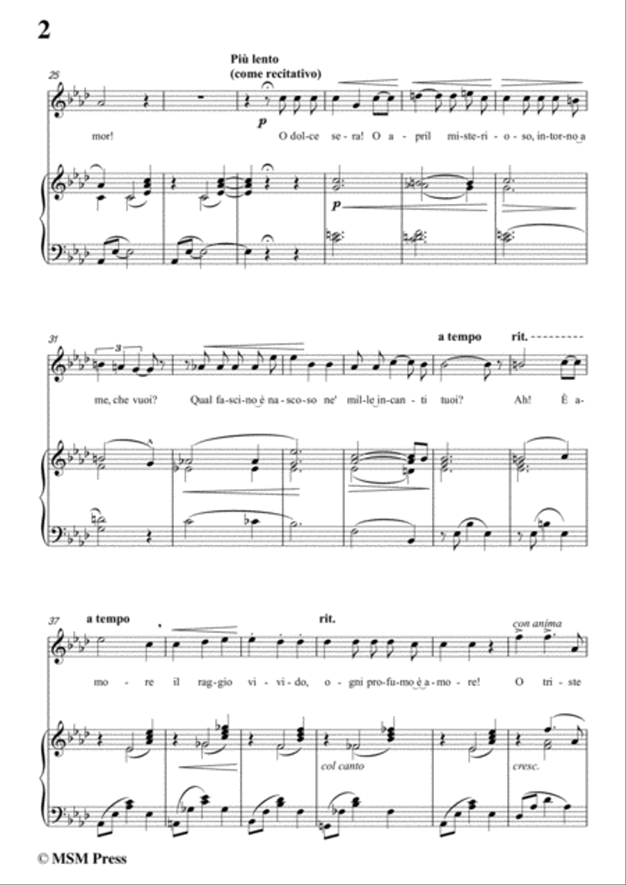 Tosti-O dolce sera! in A flat Major,for Voice and Piano Voice Solo scores gallery preview page 4