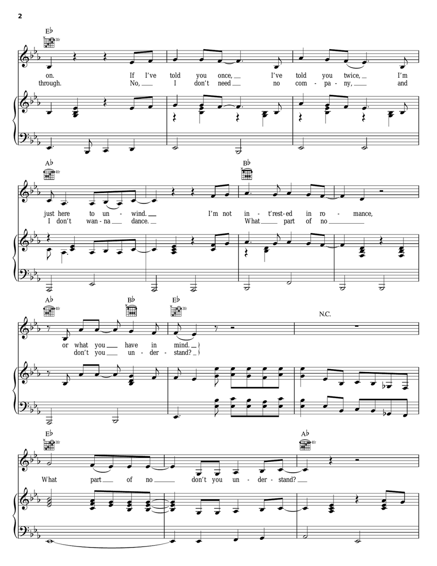 What Part Of No Piano, Vocal, Guitar scores gallery preview page 2