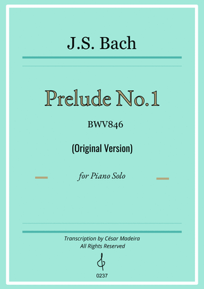 Prelude No. 1 in C major BWV846 - Original Version (W/Chords)