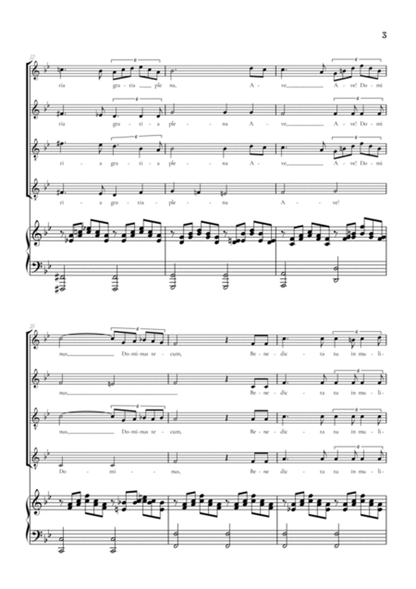 Schubert Ave Maria • SSTT choir sheet music with piano accompaniment image number null