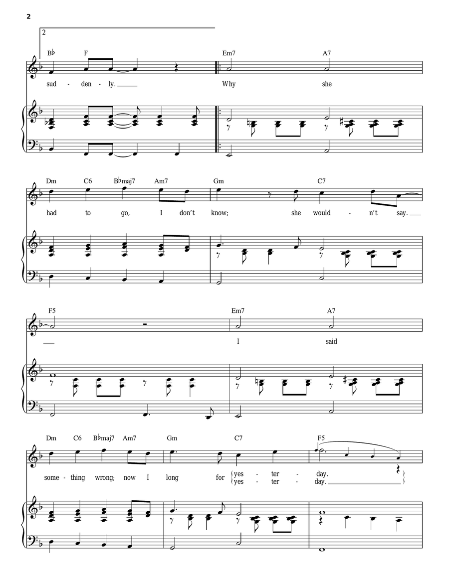Yesterday Yesterday Piano, Vocal scores gallery preview page 2