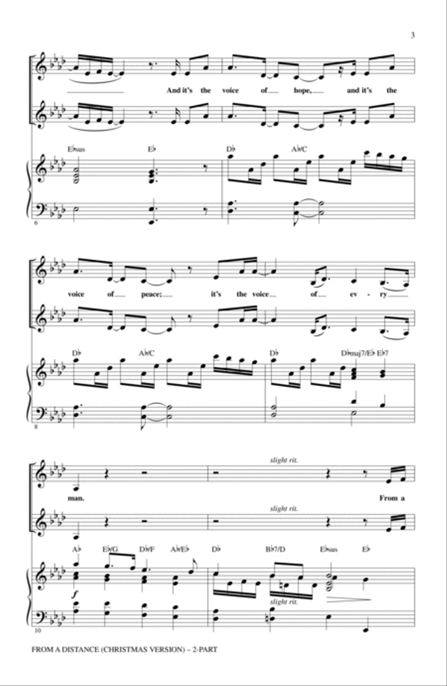 From A Distance (Christmas Version) (arr. Mark Brymer) 2-Part scores gallery preview page 2