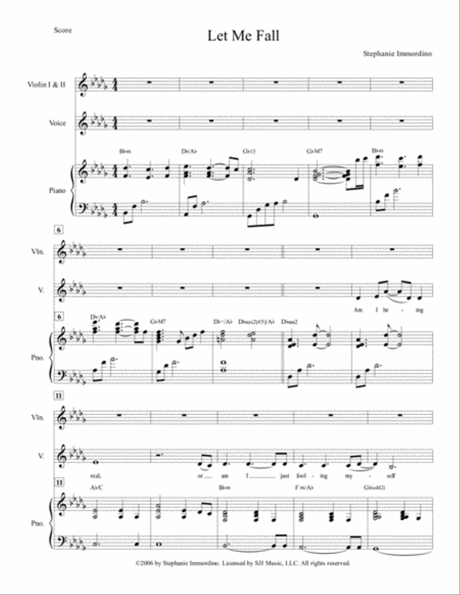 Let Me Fall (as performed on Stephanie Immordino: Self-Titled Album) Small Ensemble scores gallery preview page 2