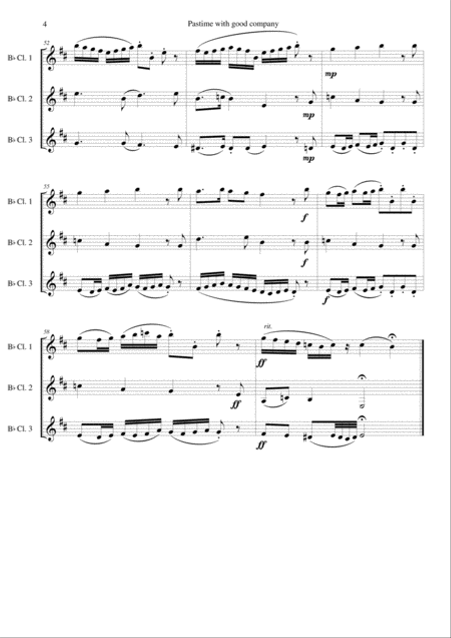 Pastime with good company for clarinet trio Clarinet Trio scores gallery preview page 4