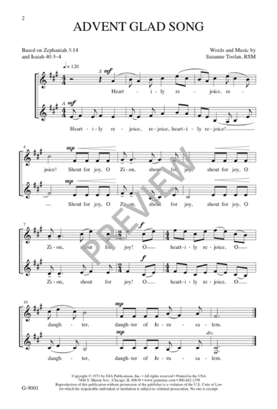 Advent Glad Song 4-Part scores gallery preview page 3