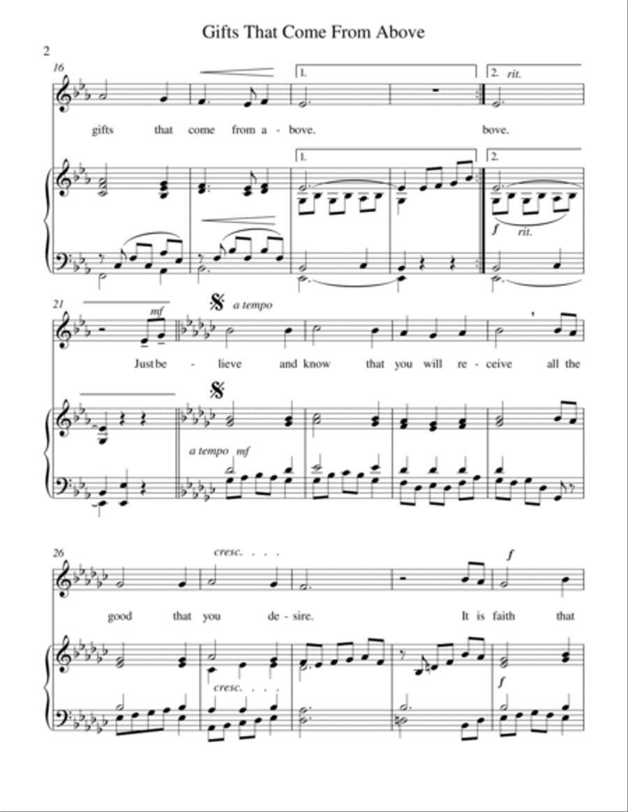 Gifts That Come from Above (medium voice) Medium Voice scores gallery preview page 3