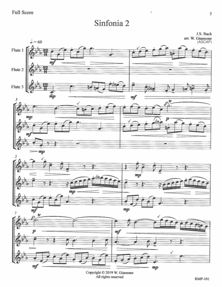 Bach - 15 Three-part Inventions for 3 flutes-full score image number null