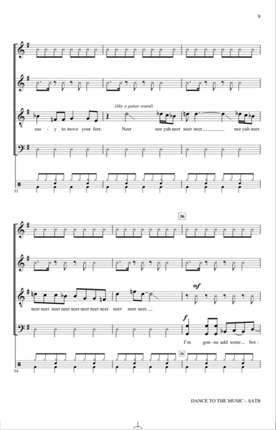 Dance To The Music (arr. Paul Langford) 4-Part scores gallery preview page 8