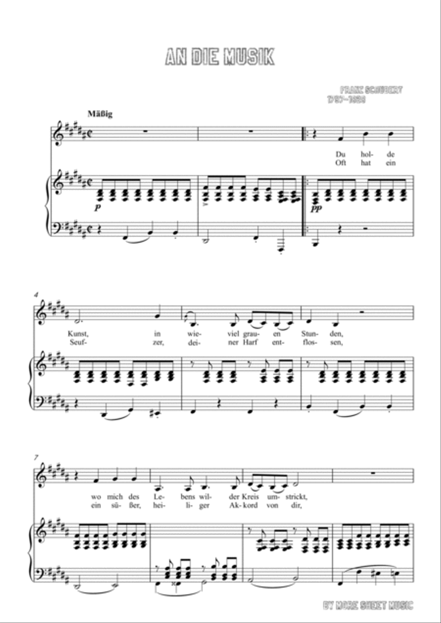 Schubert-An die Musik inB for Vocal and Piano Voice scores gallery preview page 2