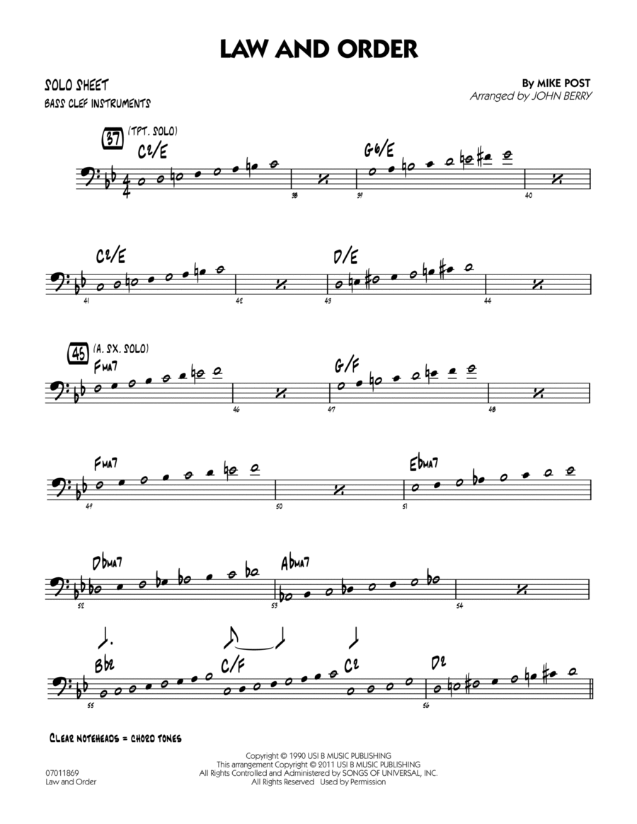 Law And Order - Bass Clef Solo Sheet