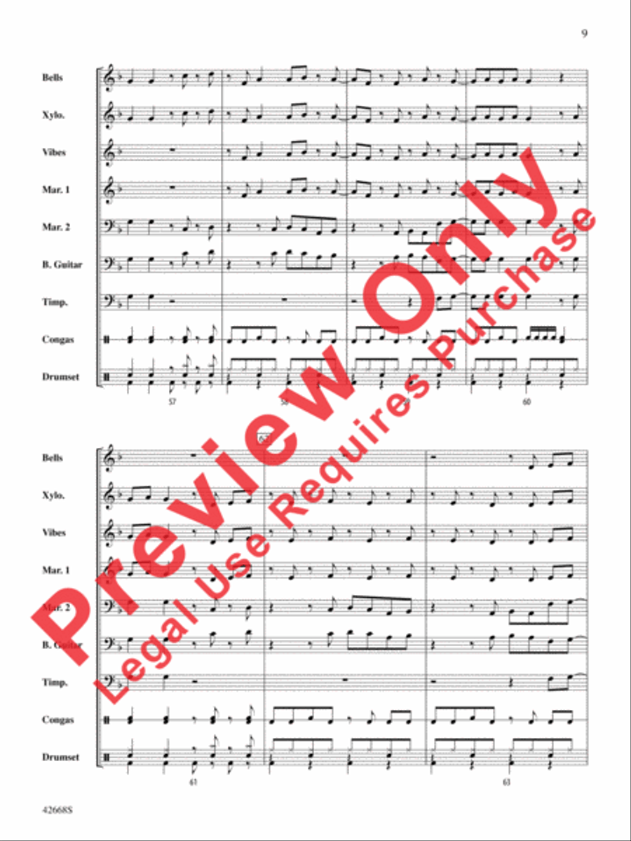 Locked Out of Heaven Percussion Ensemble scores gallery preview page 10