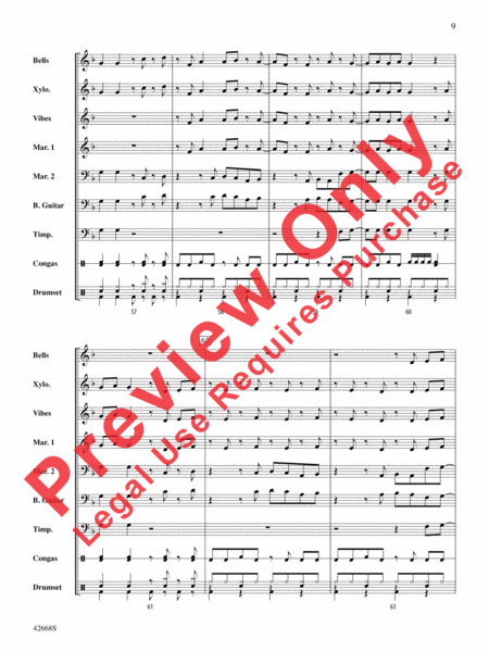 Locked Out of Heaven by Bruno Mars Percussion Ensemble - Sheet Music