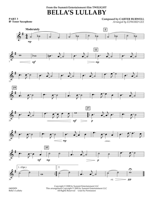 Bella's Lullaby (from "Twilight") - Pt.3 - Bb Tenor Saxophone