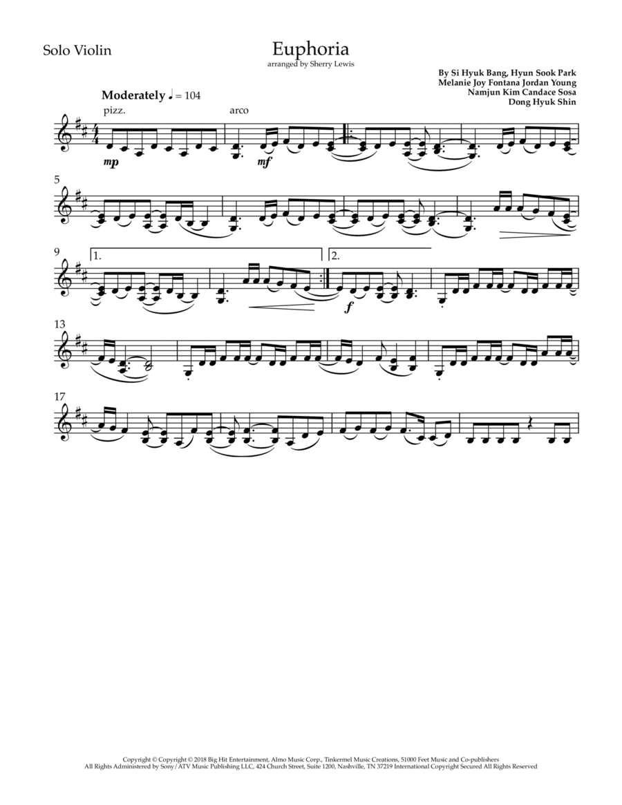 Euphoria Violin Solo scores gallery preview page 1