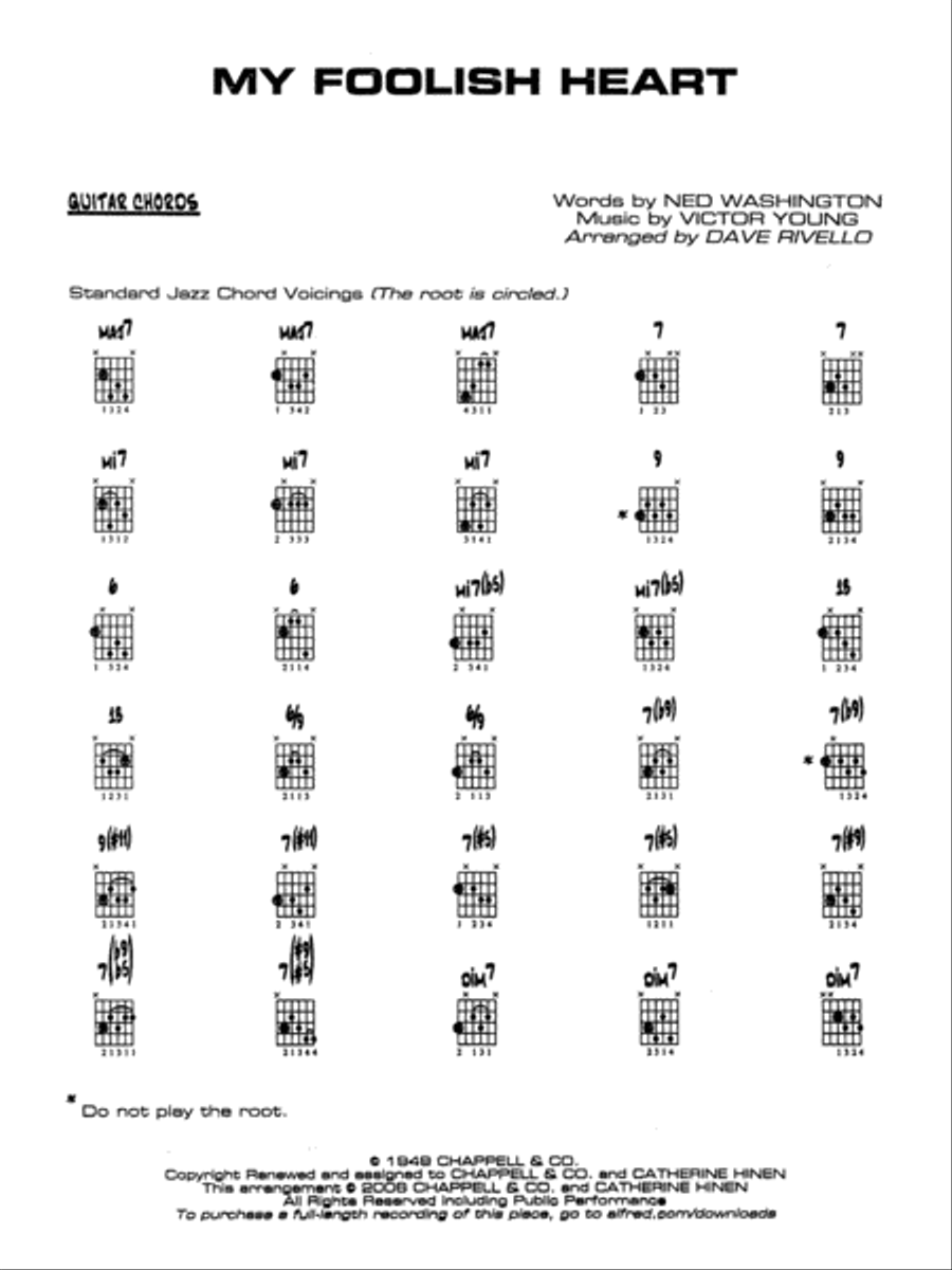 My Foolish Heart: Guitar Chords Jazz Ensemble scores gallery preview page 1