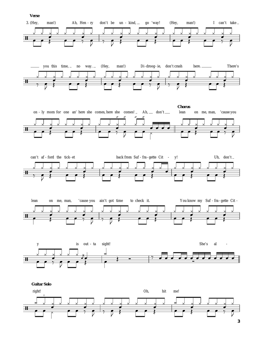 Suffragette City Drum Set scores gallery preview page 3